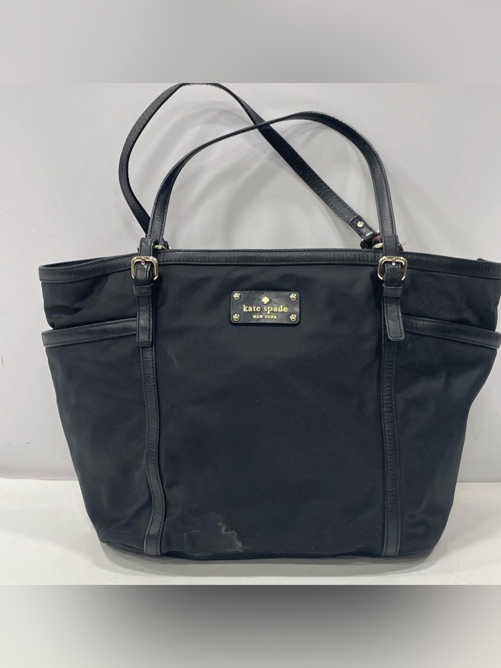 kate spade Black Nylon Tote with Gold Plaque